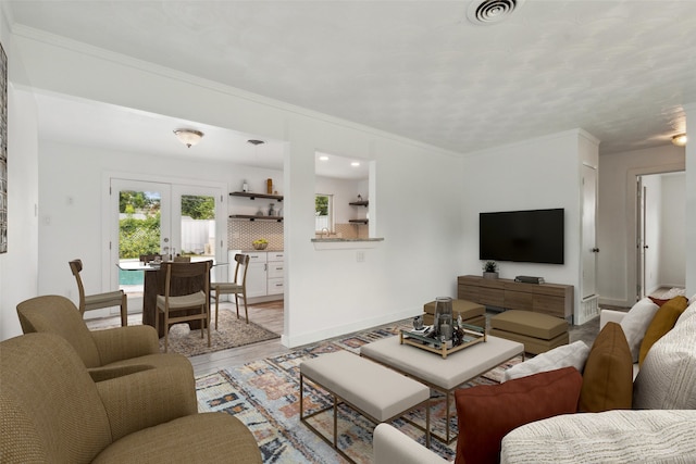 living room with french doors