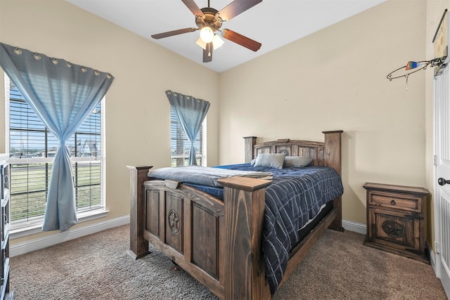 bedroom featuring carpet and ceiling fan