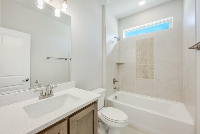 2800 Creekhollow Ct, Denton, TX 76226 - bathroom with toilet, vanity, and shower / washtub combination
