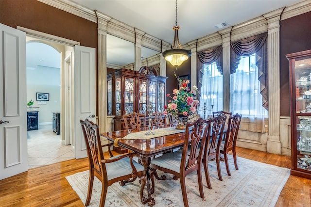 dining space featuring light hardwood / wood-style floors