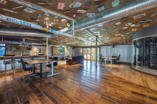 recreation room featuring hardwood / wood-style flooring