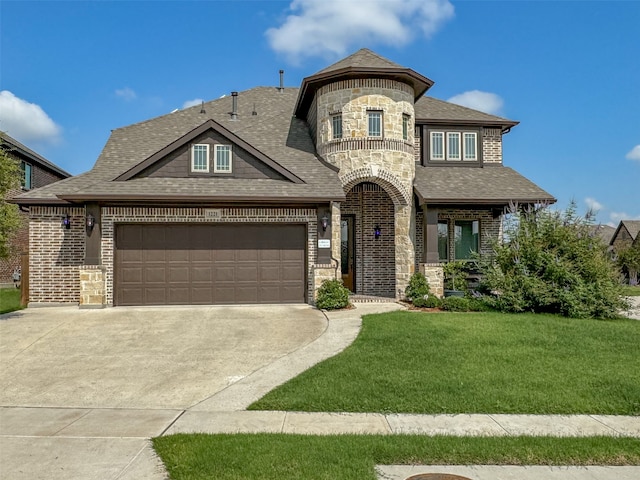 view of front of property featuring a front lawn