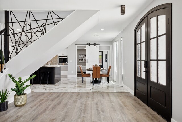 bedroom with dark hardwood / wood-style flooring