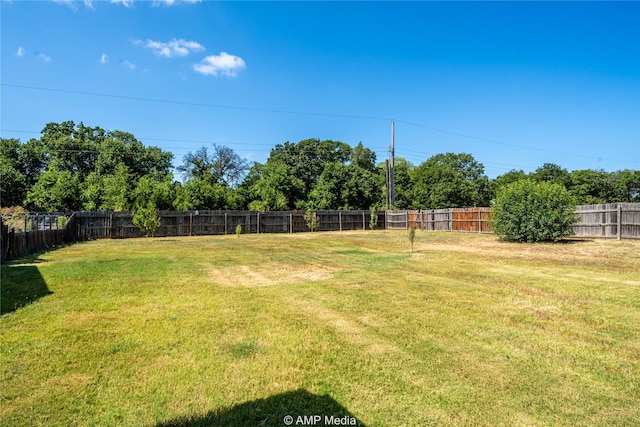 view of yard with a fenced backyard