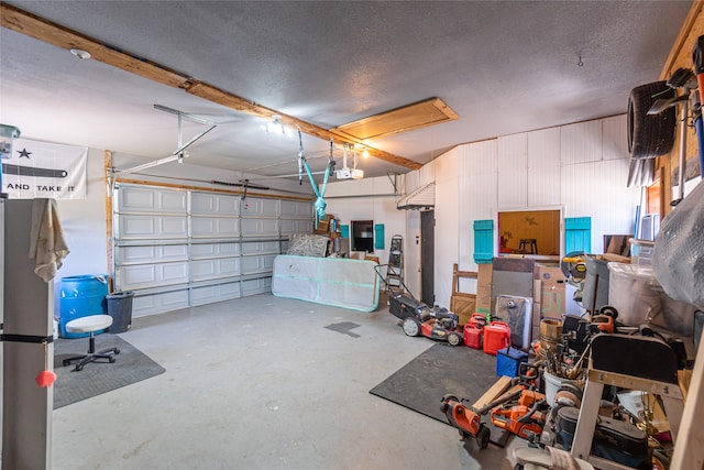 garage with a garage door opener