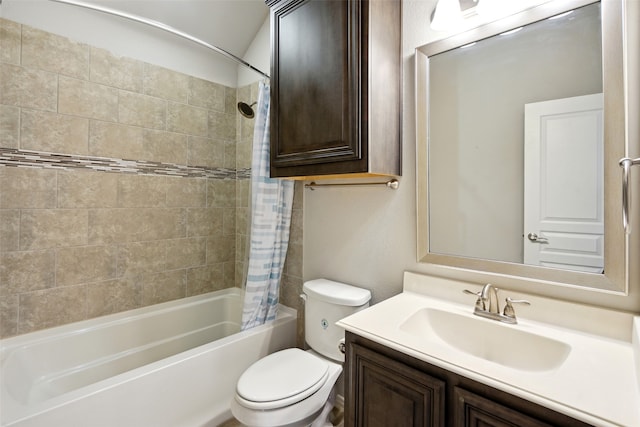 full bathroom with vanity, toilet, and shower / bath combo