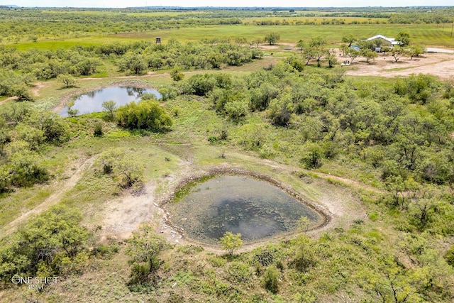 birds eye view of property with a rural view and a water view