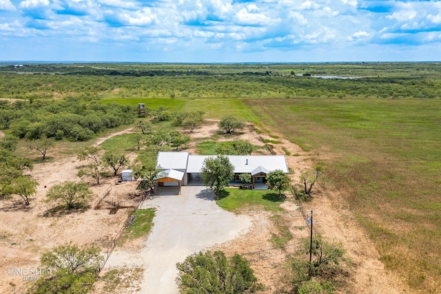 birds eye view of property featuring a rural view