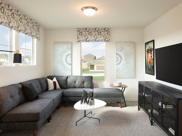 living room with carpet floors