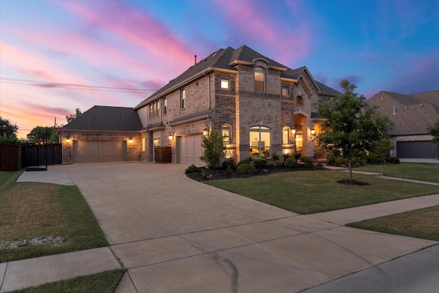 view of front of home featuring a lawn