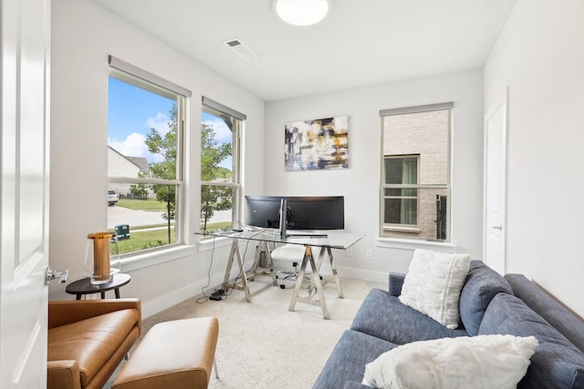 carpeted living room with plenty of natural light