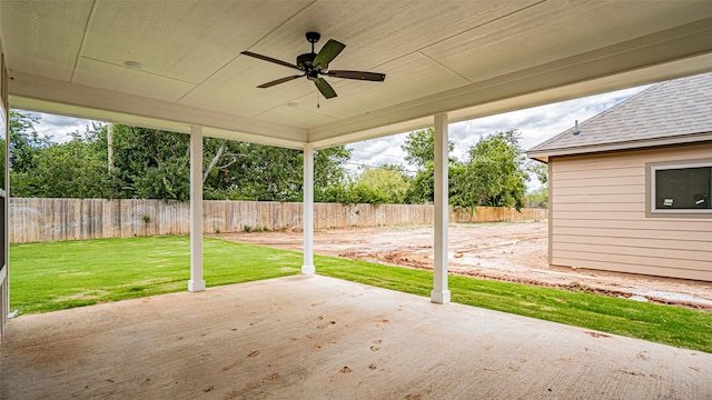 view of patio with ceiling fan