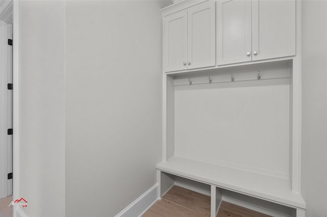 mudroom with wood-type flooring