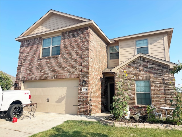 front of property with a garage