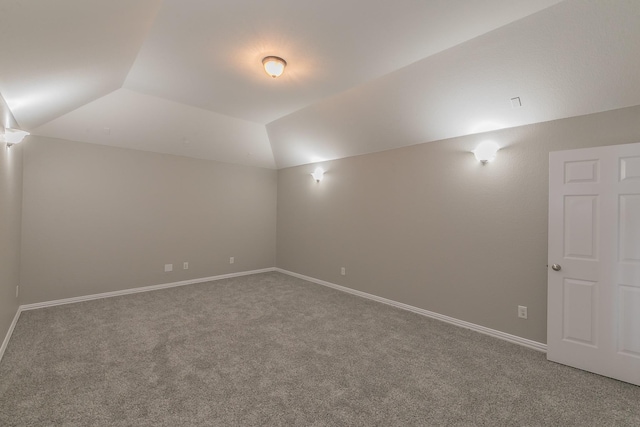 additional living space featuring lofted ceiling and carpet floors