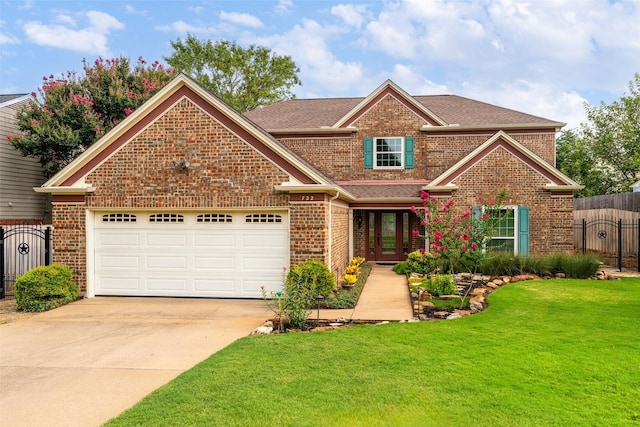 view of front of house featuring a garage and a front yard