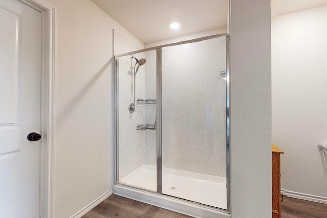 bathroom featuring vanity and wood-type flooring