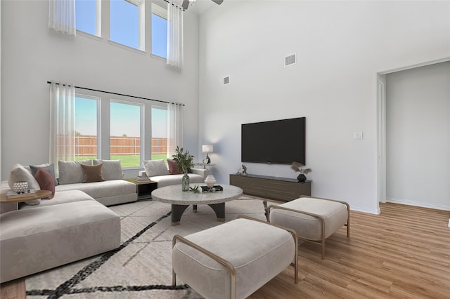 living room featuring light wood-type flooring