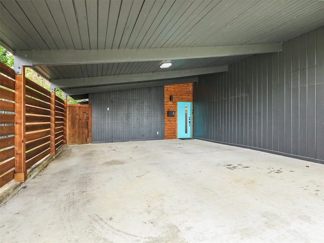 garage with a carport