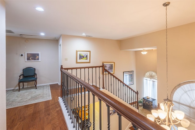 hall featuring dark hardwood / wood-style flooring