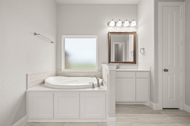 bathroom with vanity and a bathtub