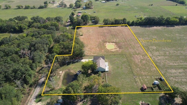 drone / aerial view with a rural view