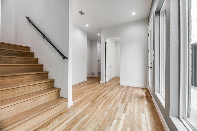 interior space with light hardwood / wood-style flooring