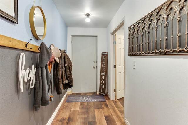 doorway to outside featuring hardwood / wood-style floors