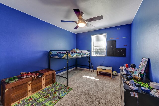 bedroom with carpet and ceiling fan