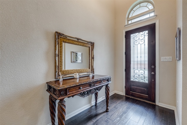 foyer with dark hardwood / wood-style flooring