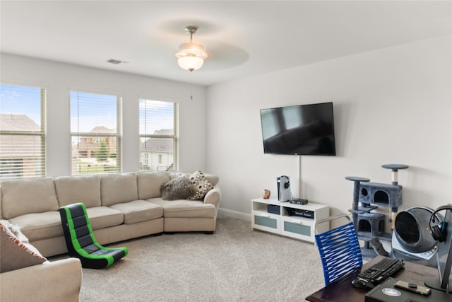 carpeted living room with plenty of natural light