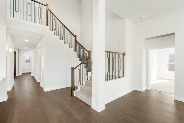 stairway with wood-type flooring