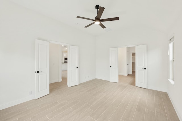 interior space featuring light hardwood / wood-style flooring and ceiling fan