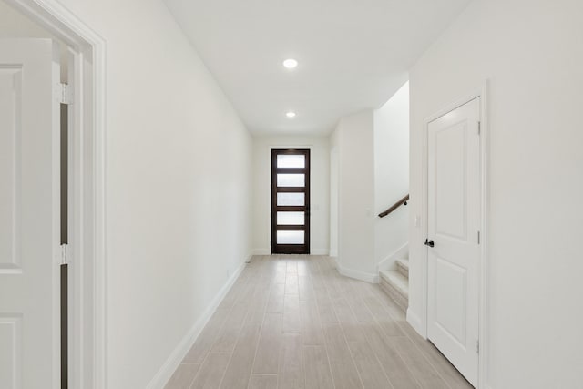 entryway with light wood-type flooring