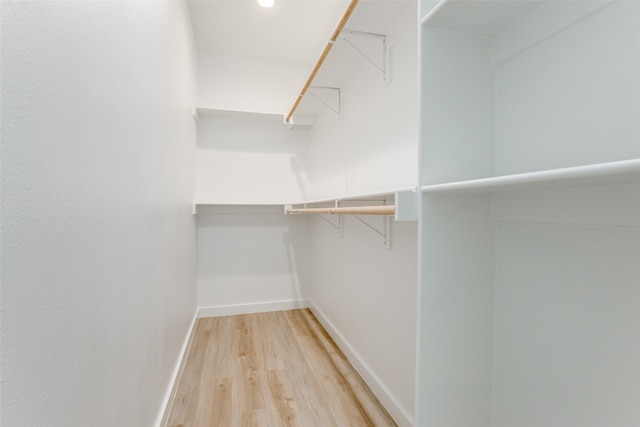 spacious closet featuring light hardwood / wood-style floors