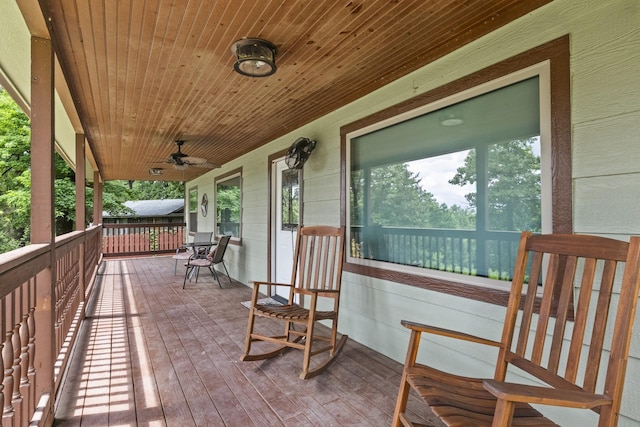 deck featuring ceiling fan