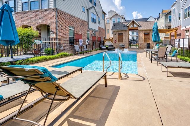 view of pool featuring a patio