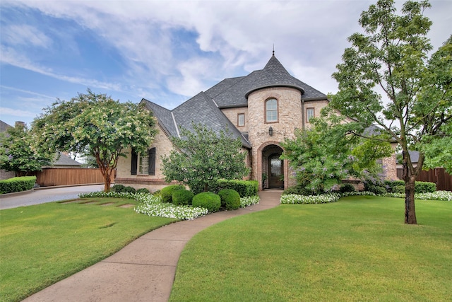 view of front of home with a front lawn