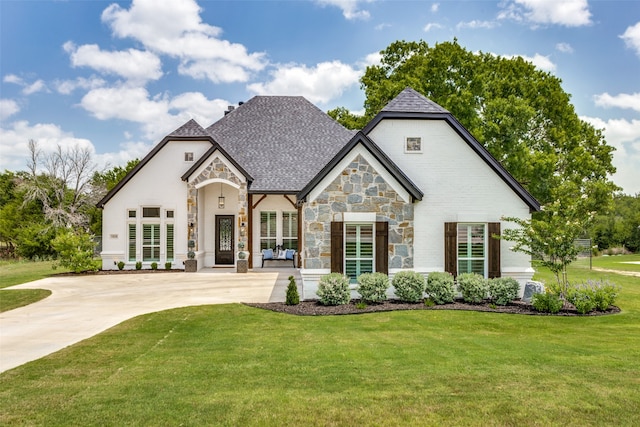 view of front of property featuring a front yard