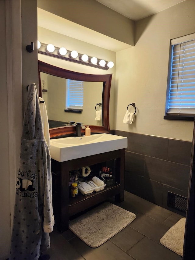 bathroom featuring vanity and tile patterned floors