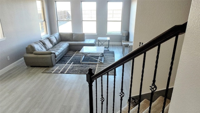 living room with hardwood / wood-style floors