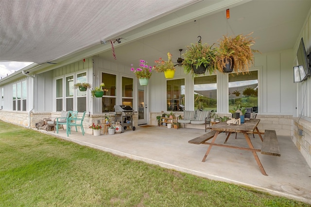 view of patio / terrace with a grill