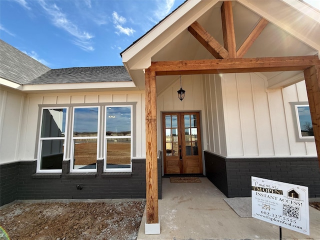 view of exterior entry with french doors