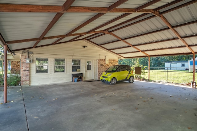 garage with a carport