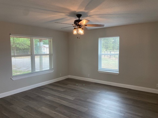 spare room featuring dark hardwood / wood-style floors and a wealth of natural light