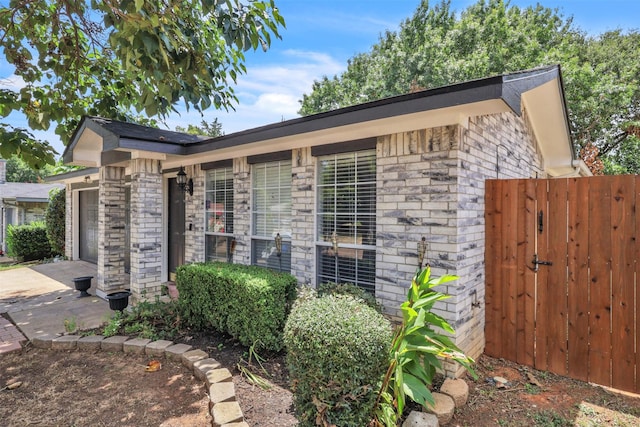 exterior space featuring a garage