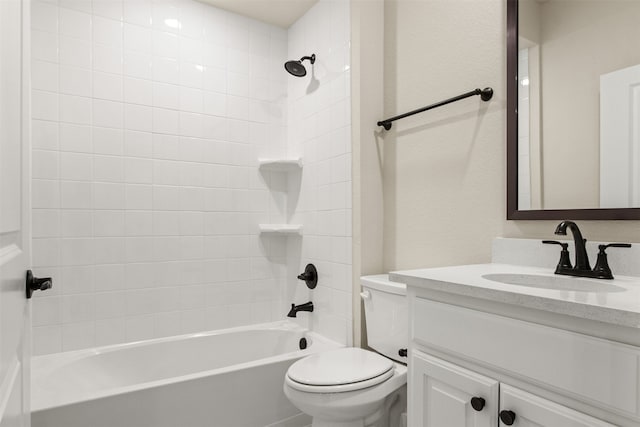 full bathroom featuring vanity, toilet, and bathing tub / shower combination