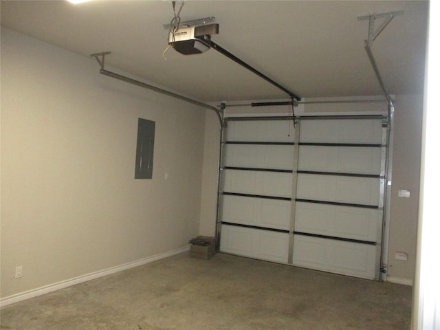 garage featuring a garage door opener and electric panel