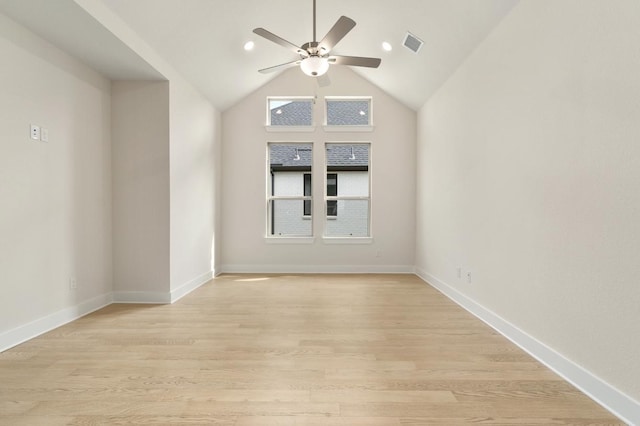 1417 Vermillion Dr, Prosper, TX 75078 - unfurnished room featuring light wood-type flooring, baseboards, ceiling fan, and visible vents