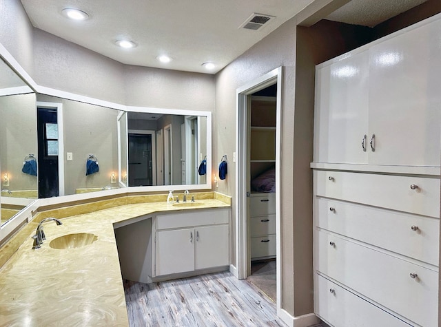 bathroom featuring wood-type flooring and vanity